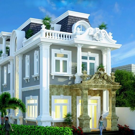 thiết kế biệt thự 2 tầng tân cổ điển