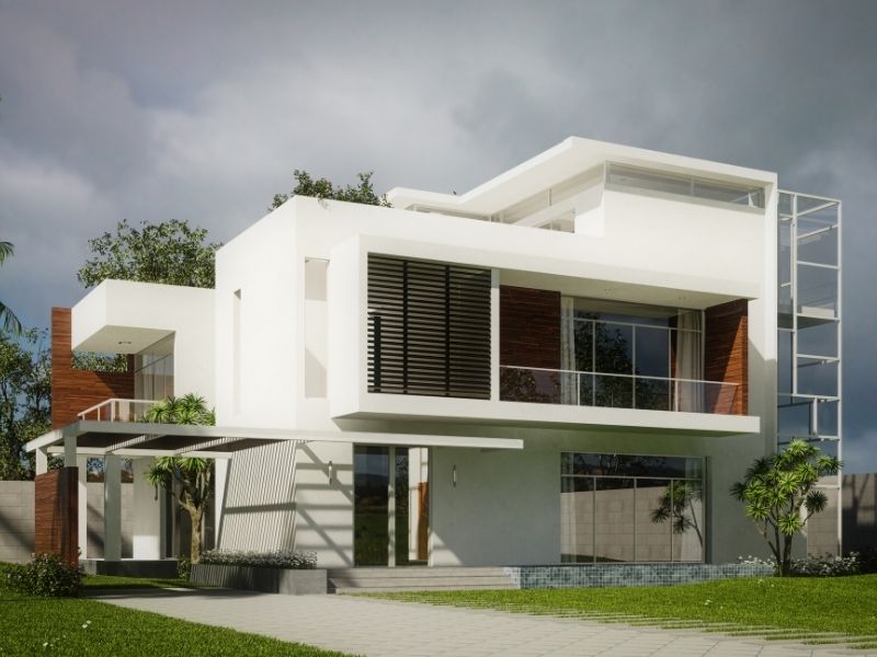 Mẫu biệt thứ 2 tầng hiện đại theo phong cách tối giản