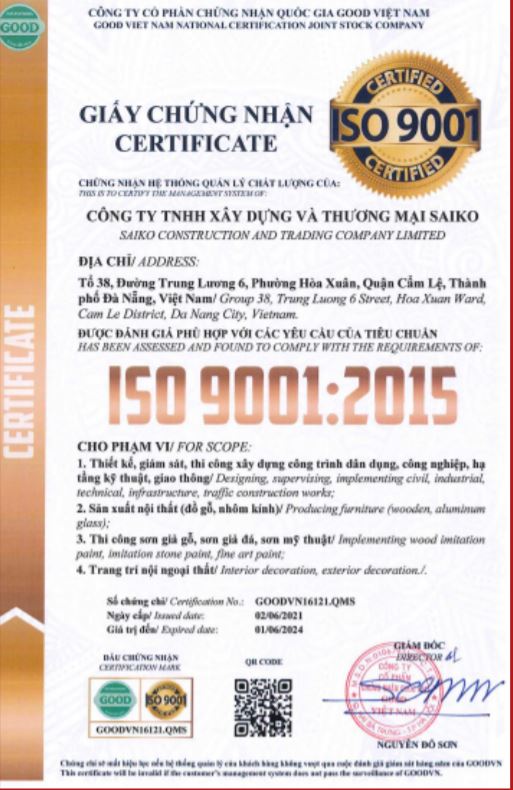 Chứng chỉ ISO 9001:2015