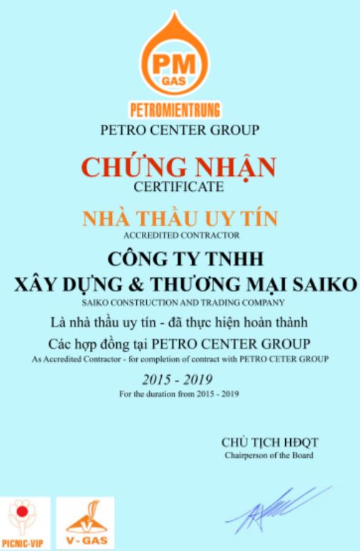 Chứng nhận nhà thầu uy tín