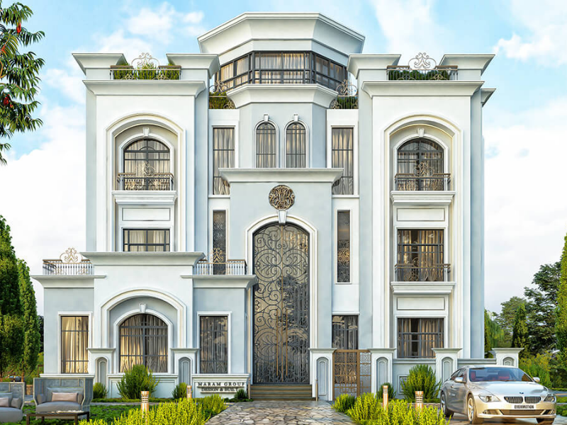 thiết kế biệt thự 3 tầng tân cổ điển