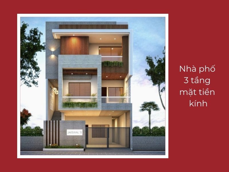 thiết kế nhà phố mặt tiền kính