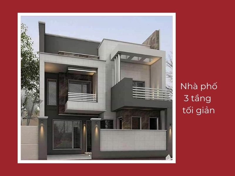 thiết kế nhà phố 3 tầng tối giản