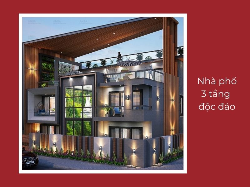 thiết kế nhà phố 3 tầng độc đáo