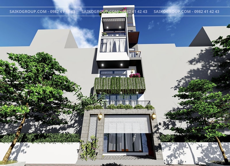 thiết kế nhà phố 5 tầng Đà Nẵng